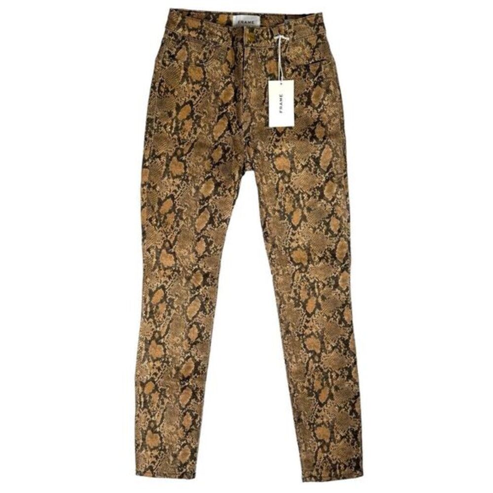 NWT Frame Jeans Size‎ 24 Le High Waist Skinny Crop Coated Python Snake Print